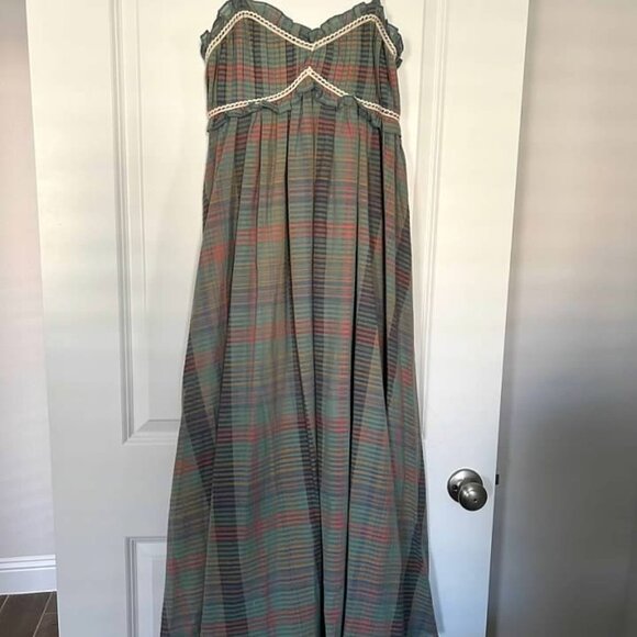 Vacation Multicolor Plaid Pattern Women's Cami Dress Small - Picture 2 of 4